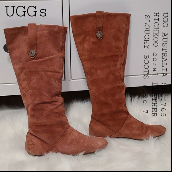 Ugg Highkoo coral leather slouchy boots 7 - Picture 16 of 16